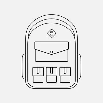 Vector Camping backpack linear illustration Stock Illustration