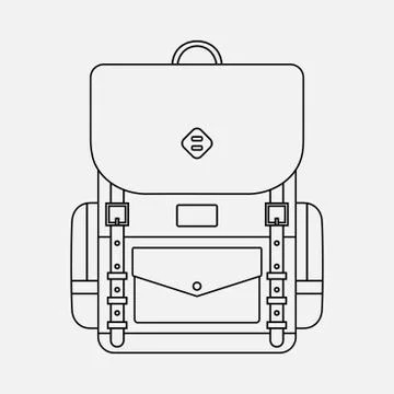 Vector Camping backpack linear illustration Stock Illustration