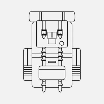 Vector Camping backpack linear illustration Stock Illustration