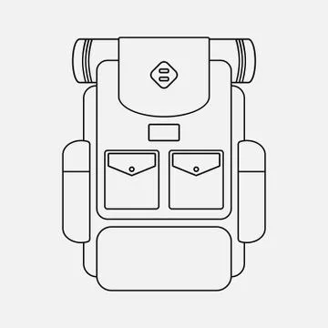 Vector Camping backpack linear illustration Stock Illustration