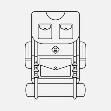 Vector Camping backpack linear illustration Stock Illustration