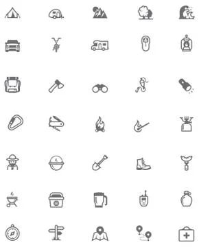 Vector camping icon set Illustrazione stock