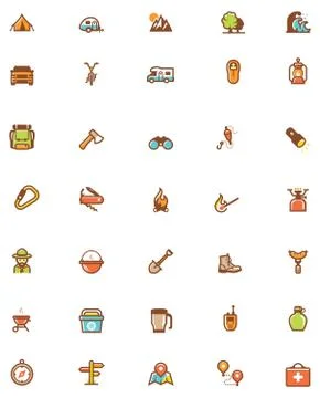 Vector camping icon set Stock Illustration