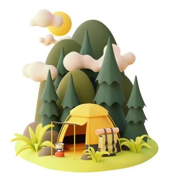 Vector camping tent in the forest Stock Illustration