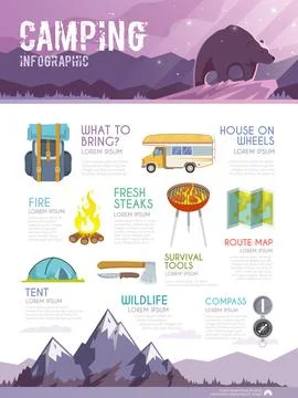 Vector camping web infographic Stock Illustration