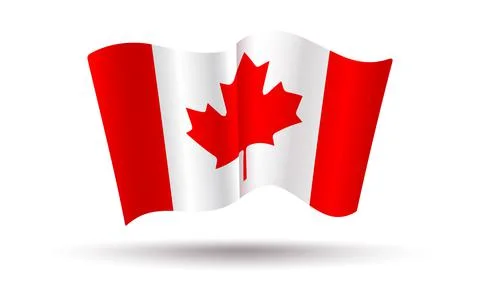 Vector Canadian flag in 3D style. Vintage flag of Canada. Stock Illustration
