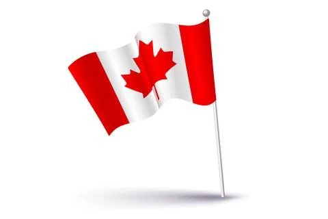 Vector Canadian flag in 3D style. Vintage flag of Canada. Stock Illustration