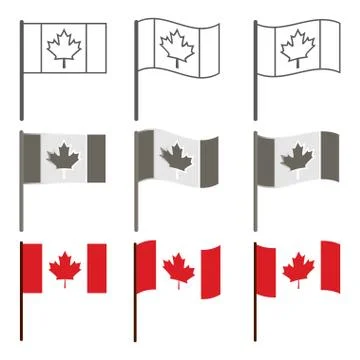 Vector Canadian flag icon set Stock Illustration
