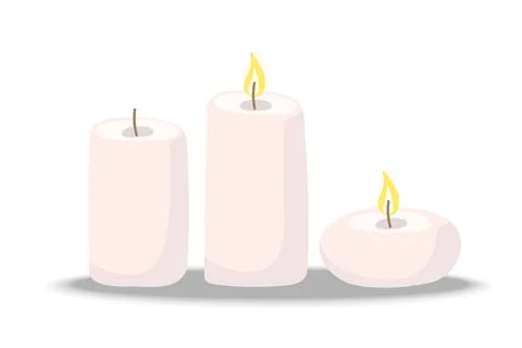 Vector candles collection set. Two wax cylindic round shape candle different Stock Illustration