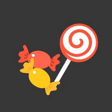 Vector candy and lollipop, flat design Illustrazione stock