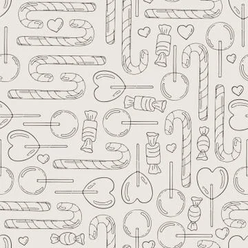 Vector Candy and Lollipop Seamless Pattern Stock Illustration