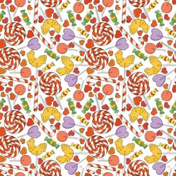 Vector Candy and Lollipop Seamless Pattern Stock Illustration