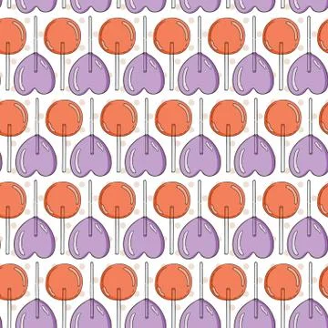 Vector Candy and Lollipop Seamless Pattern Stock Illustration