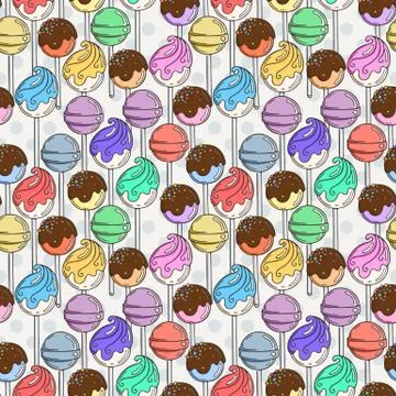 Vector Candy and Lollipop Seamless Pattern. Sweet Party Texture 库存插图