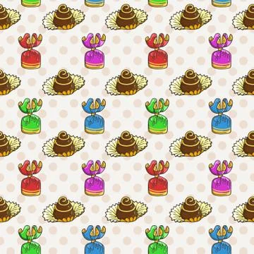 Vector Candy and Lollipop Seamless Pattern. Sweet Party Texture Illustrazione stock