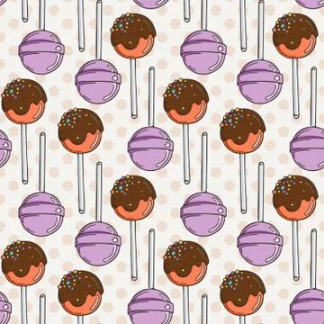 Vector Candy and Lollipop Seamless Pattern. Sweet Party Texture イラスト素材