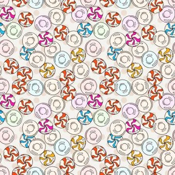 Vector Candy and Lollipop Seamless Pattern. Sweet Party Texture Illustrazione stock