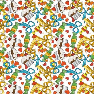 Vector Candy and Muffins Seamless Pattern 스톡 일러스트