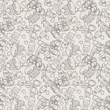 Vector Candy and Muffins Seamless Pattern Stock Illustration