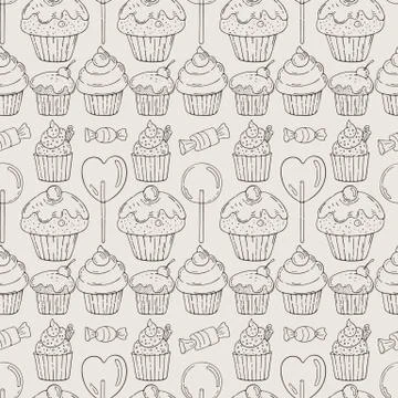 Vector Candy and Muffins Seamless Pattern Illustrazione stock
