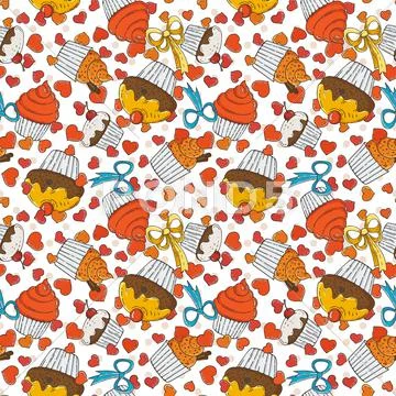 Vector Candy and Muffins Seamless Pattern 스톡 일러스트