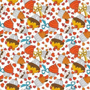 Vector Candy and Muffins Seamless Pattern Illustrazione stock