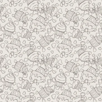 Vector Candy and Muffins Seamless Pattern Stock Illustration
