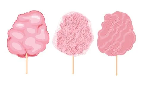 Vector candy cotton set isolated on white background. sweet fluffy sugar clou Stock Illustration
