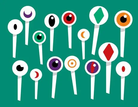 Vector candy monster eyes, for halloween, simple design, color illustration, Stock Illustration