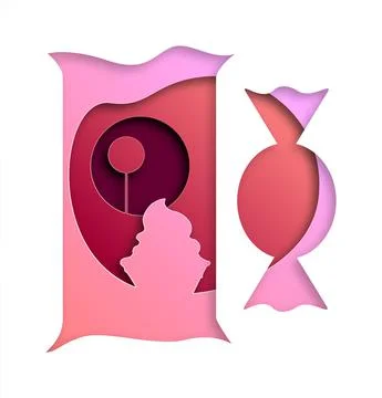 Vector candy in paper art style Stock Illustration
