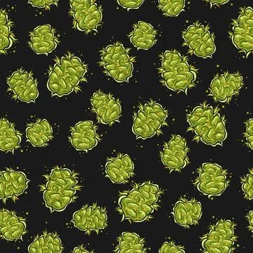 Vector Cannabis Bud Seamless Pattern Stock Illustration