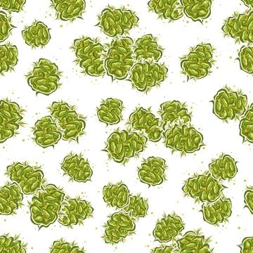 Vector Cannabis Flowers Seamless Pattern Stock Illustration