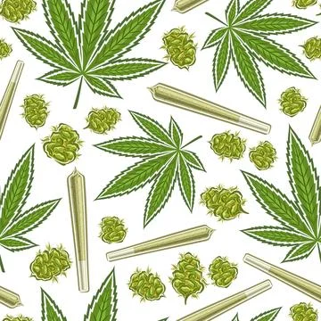 Vector Cannabis Seamless Pattern Stock Illustration