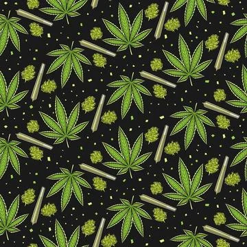 Vector Cannabis Seamless Pattern Stock Illustration