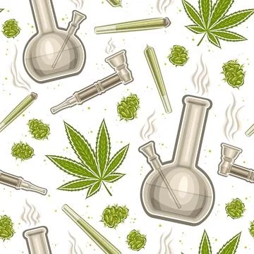 Vector Cannabis Seamless Pattern Stock Illustration