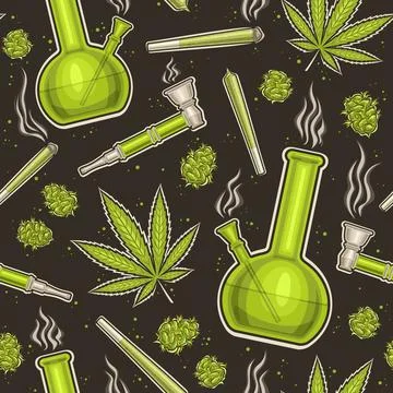 Vector Cannabis Seamless Pattern Stock Illustration