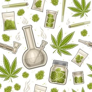 Vector Cannabis Seamless Pattern Stock Illustration