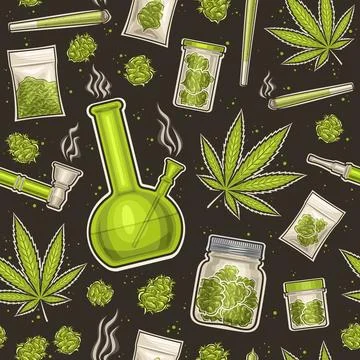 Vector Cannabis Seamless Pattern 스톡 일러스트
