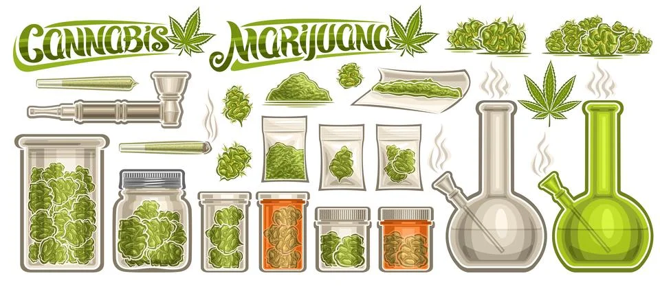 Vector Cannabis Set Stock Illustration
