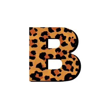 Vector capital letter B with wild leopard skin print. 스톡 일러스트