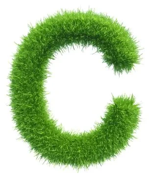 Vector capital letter C from grass on white background Illustrazione stock