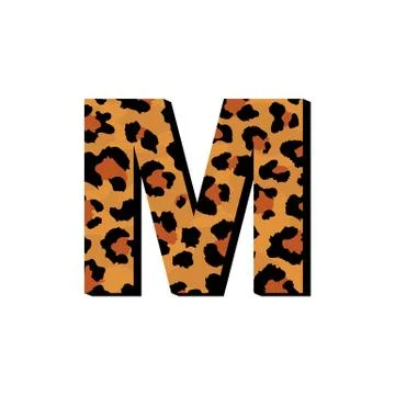 Vector capital letter M with wild leopard skin print. 스톡 일러스트