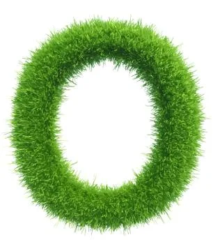 Vector capital letter O from grass on white background Illustrazione stock