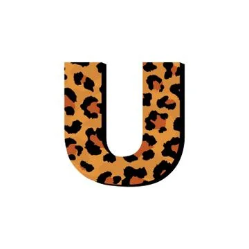 Vector capital letter U with wild leopard skin print. Illustrazione stock