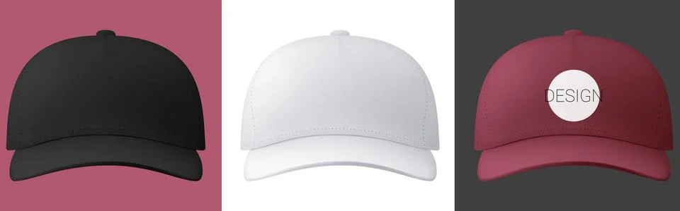 Vector caps in mesh gradient style. Editable illustration Stock Illustration