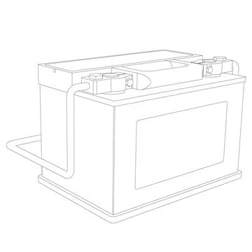 Vector car battery with connected terminals line illustration Stock Illustration