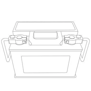 Vector car battery with connected terminals line illustration Stock Illustration