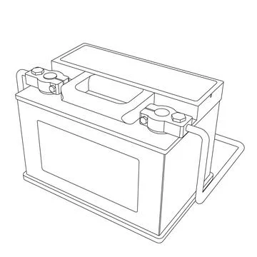Vector car battery with connected terminals line illustration Stock Illustration