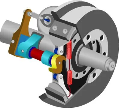 Vector of car brake assembly, isolated on white background. Stock Illustration