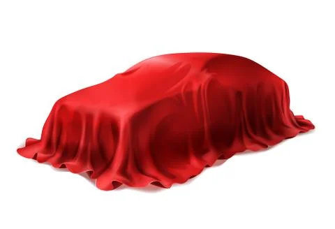 Vector car covered with red silk cloth Stock-Illustration